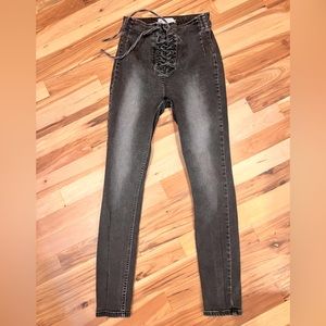 Free People Lace Up Skinny Jeans